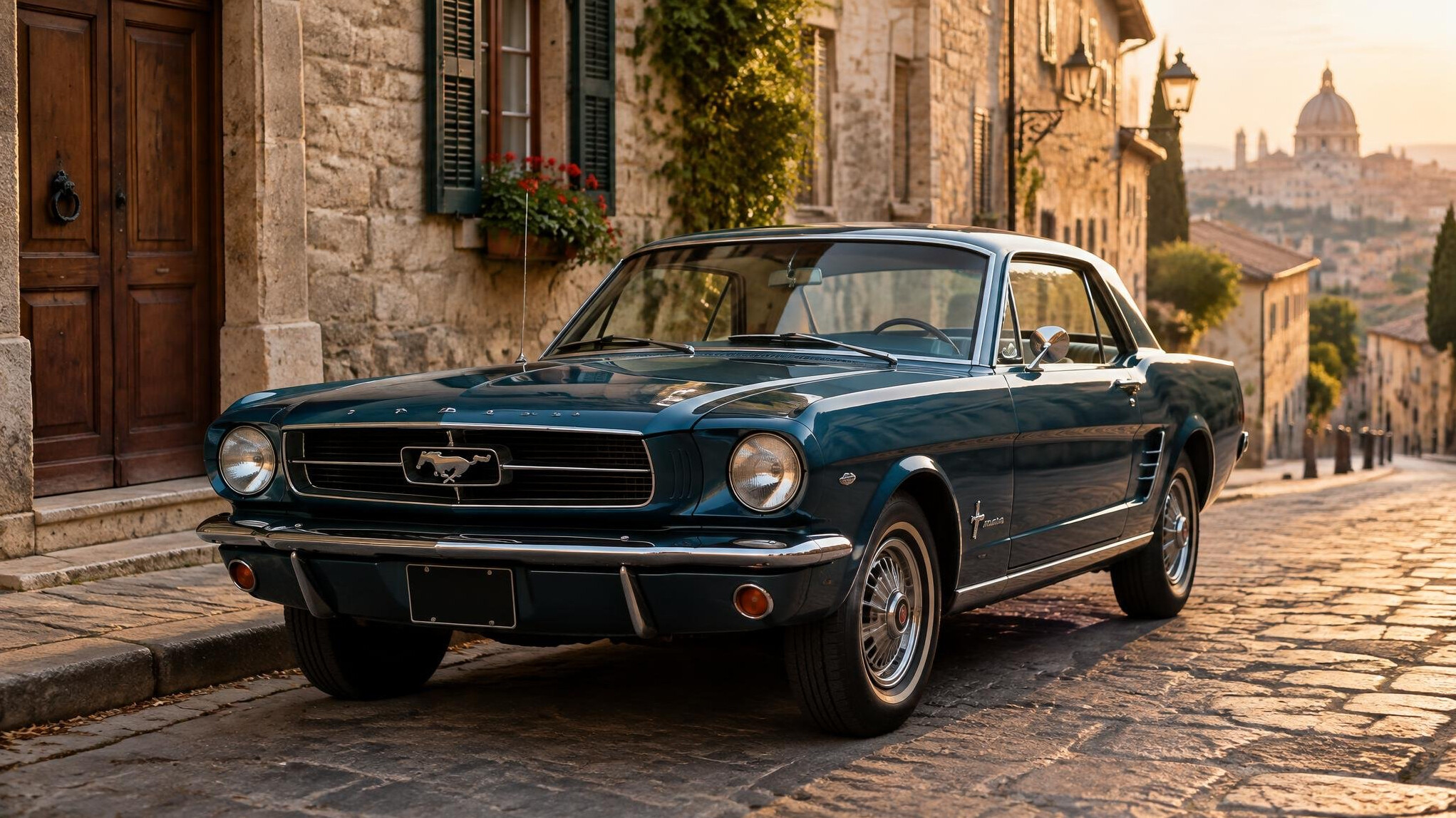 Vintage classic car on a city street