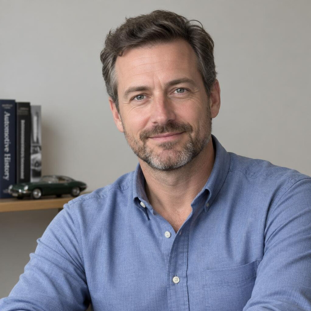 Portrait of a bearded man historian in casual shirt